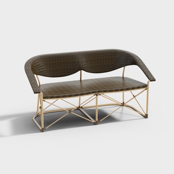 Elegant Low-Poly Sofa 3D model
