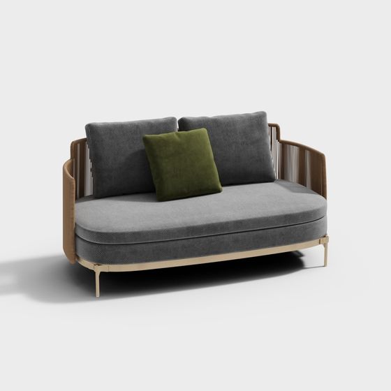 Stylish Low-Polygon Sofa 3D model for Modern Interiors
