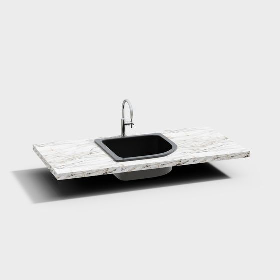 Low-Poly Floating Marble Sink 3D model