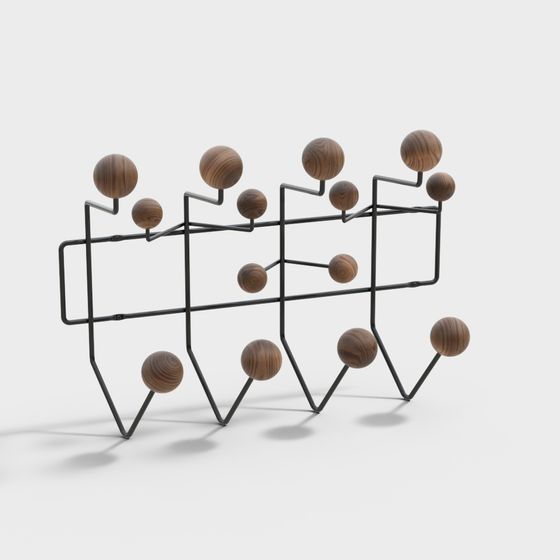 北欧鉄製コートラック 深いフック付き