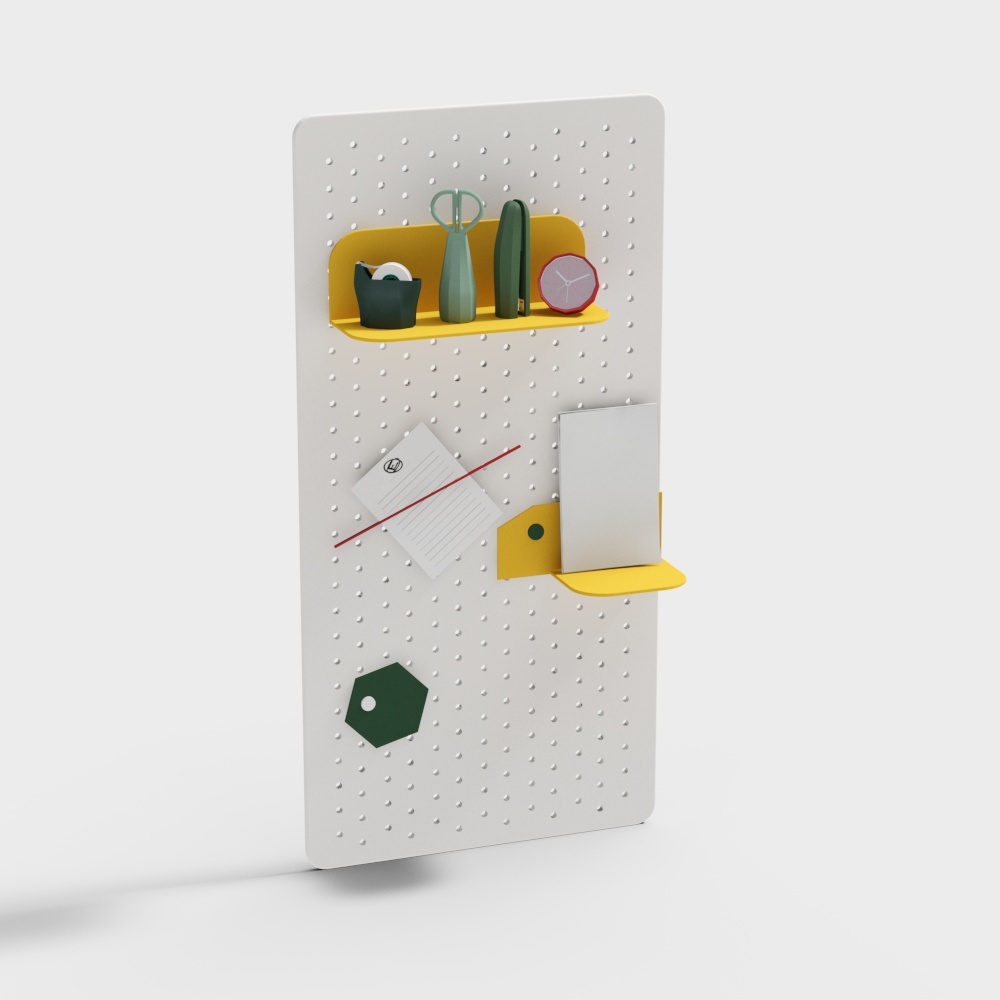 Pegboard Organizer 3D Model – Modern Office Storage