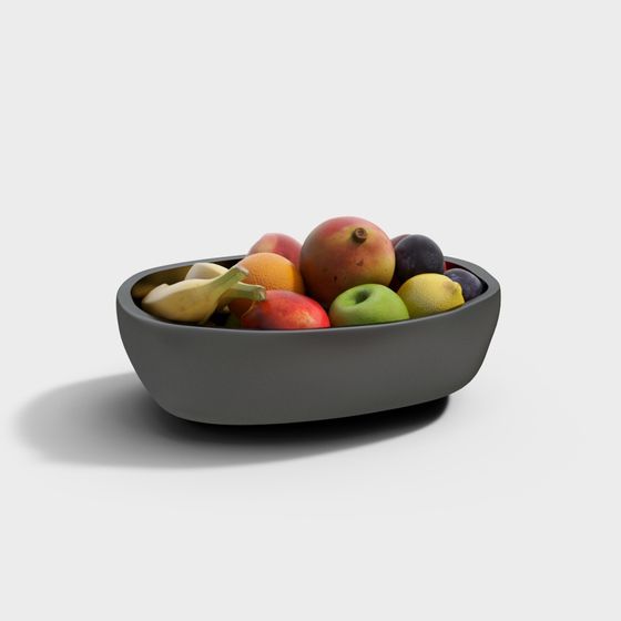 Gray Fruit Plate 3D Model for Memberships and More