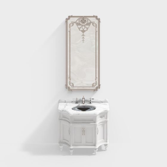 Baroque Bathroom Cabinet 3D Model