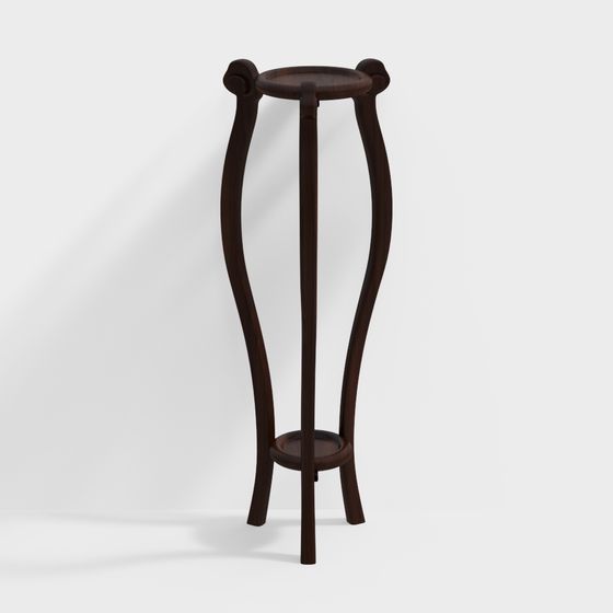Vintage Curved Leg Plant Stand 3D model for Stylish Interiors