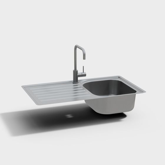 Sleek Low-Poly Kitchen Sink 3D model