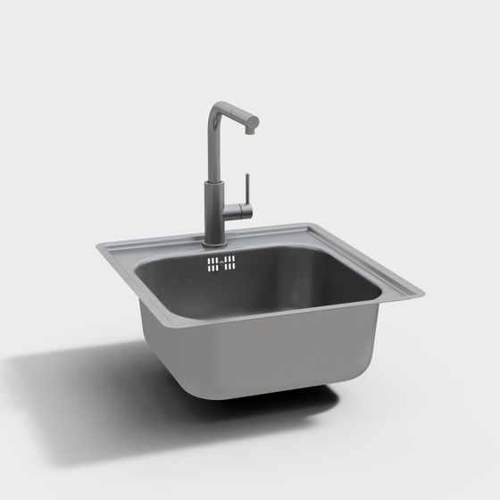 Stylish Low-Polygon Kitchen Sink 3D model