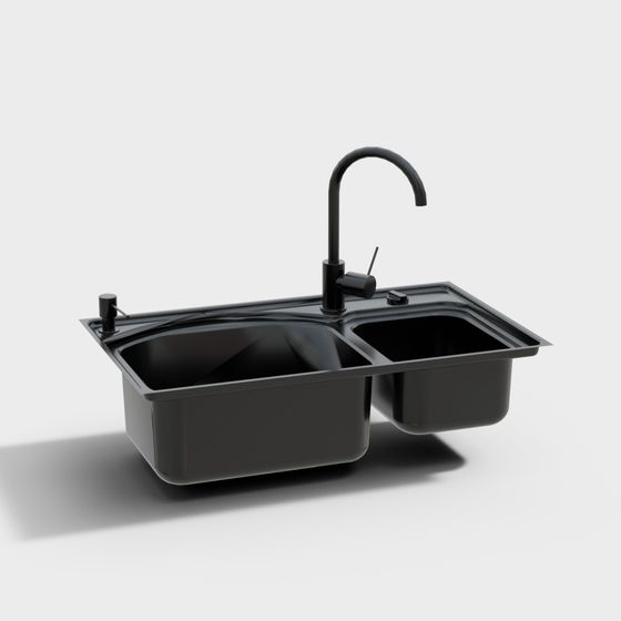 Stylish Double Bowl Kitchen Sink 3D model