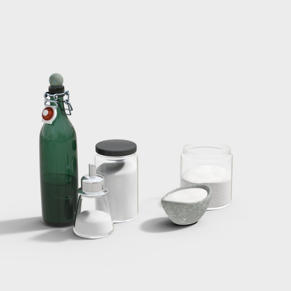 Modern kitchen seasoning bottles and cans are seasoned