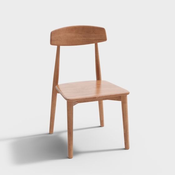 Elegant Minimalist Wood Chair 3D model