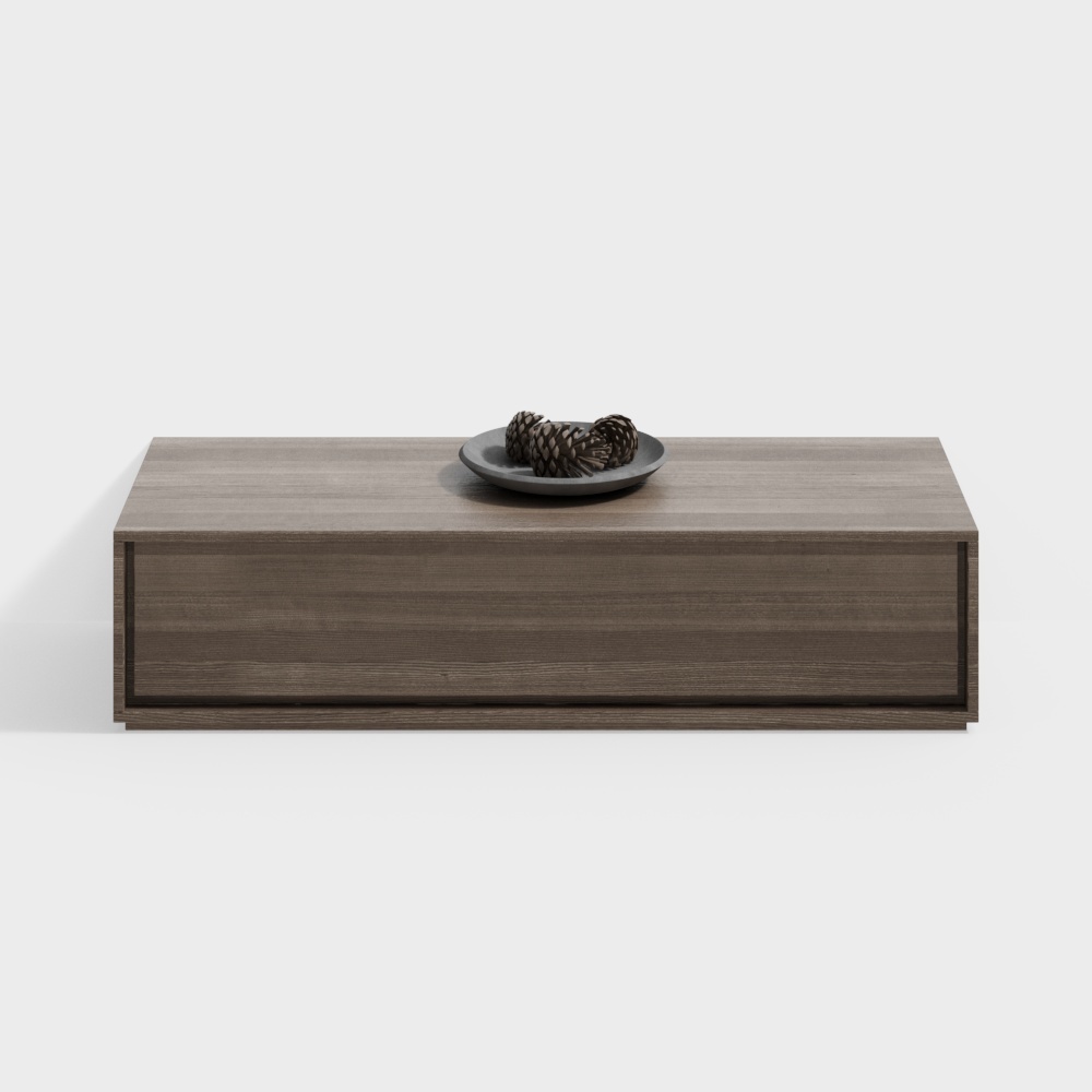 Floating Wooden Box 3D Model – Minimalist Wood Texture
