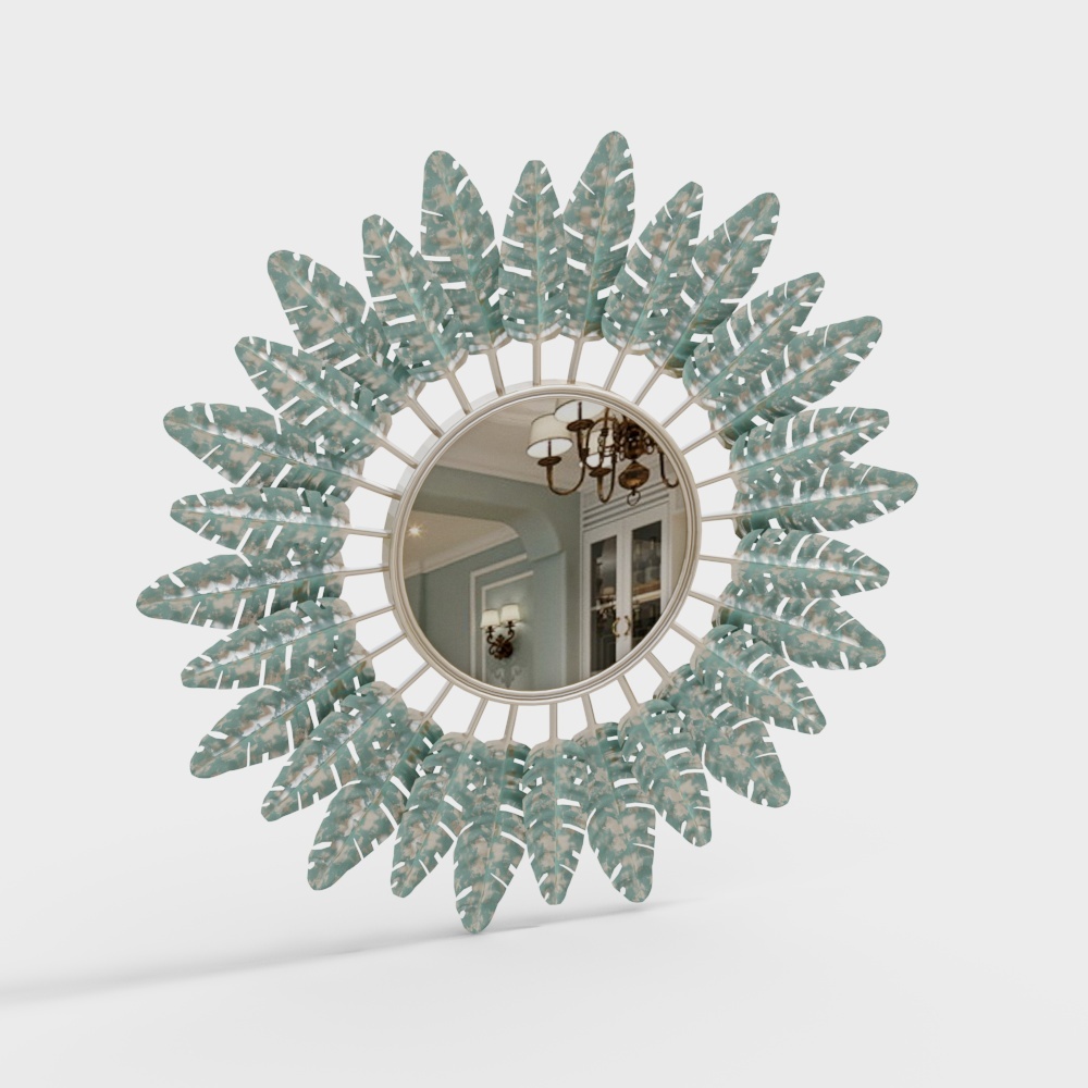 Specchio Decorativo Moderno in Metallo Verde