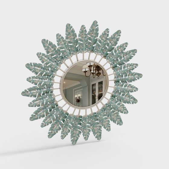 Specchio Decorativo Moderno in Metallo Verde