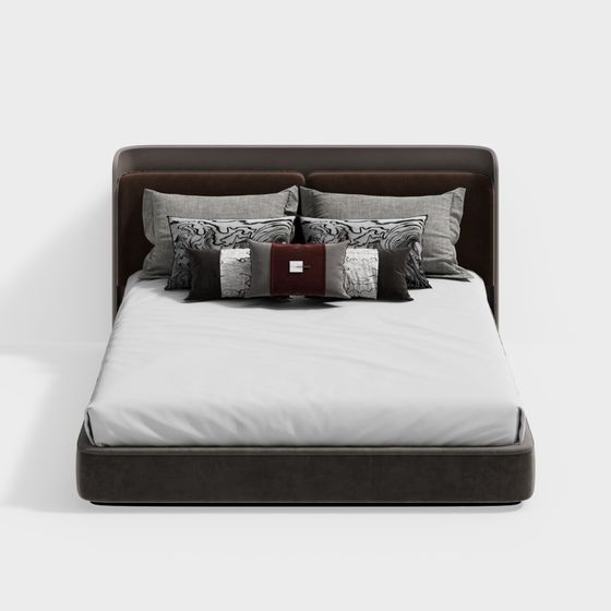 Elegant Modern Bed 3D model for Stylish Interiors