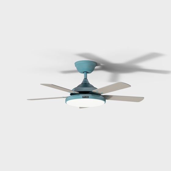 Elegant Low-Poly Ceiling Fan 3D model