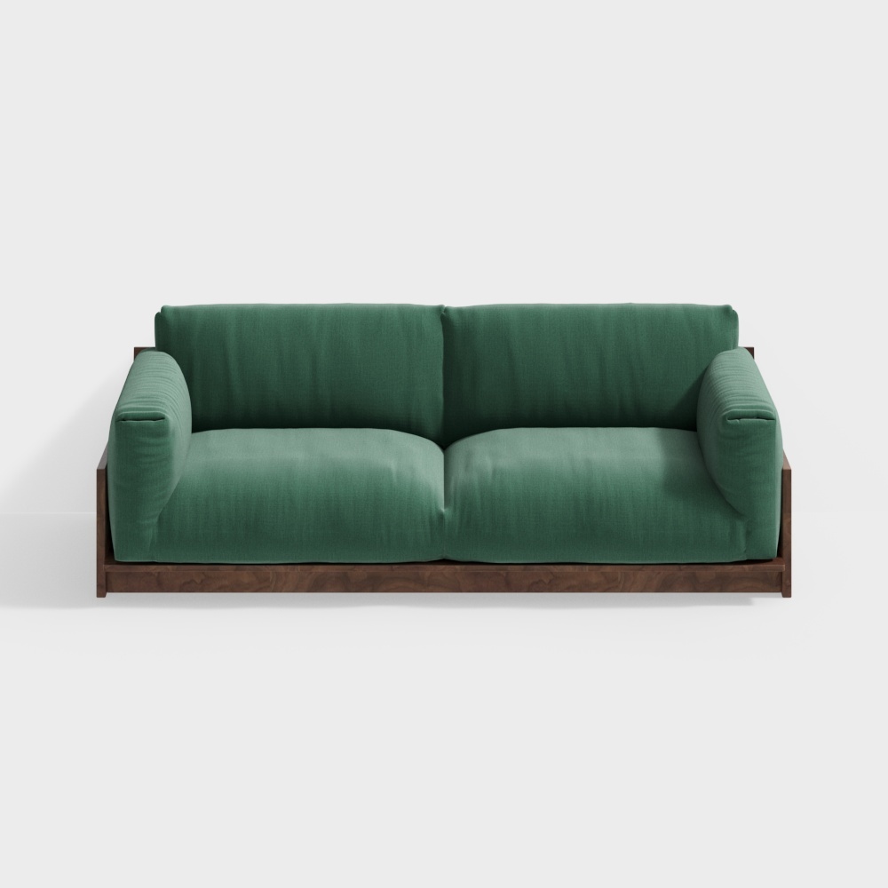 Unique Low-Polygon Green Sofa 3D model