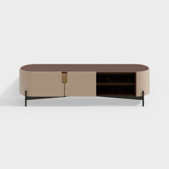 Elegant Elliptical TV Cabinet 3D model
