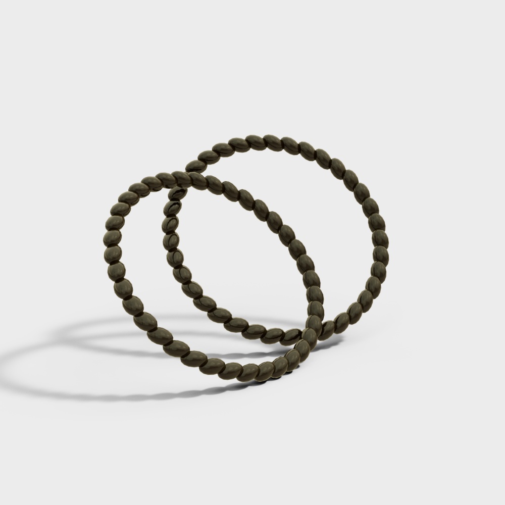 Elegant Olive Green Bead Ring 3D Model