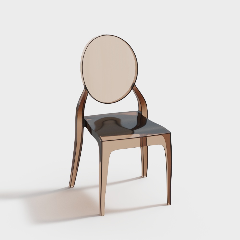 Elegant Round-Back Chair 3D Model – Wood Texture Design
