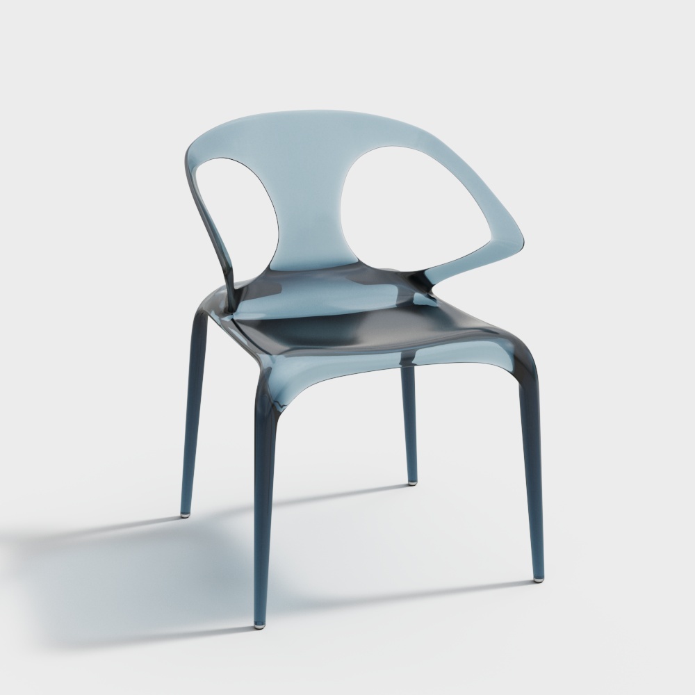 Futuristic Low-Poly Chair 3D Model – Blue-Gray Design