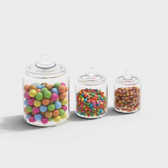 Colorful Glass Jar Candy Collection 3D model