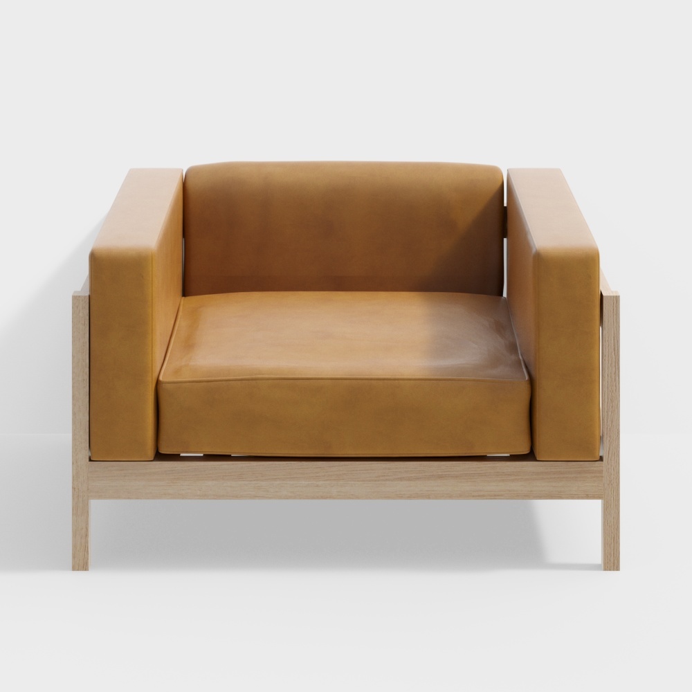 Sofa Mumo gỗ mực rộng rãi mềm mại hoàn toàn bằng gỗ nguyên khối và vải da - sofa ba người đơn giản hiện đại