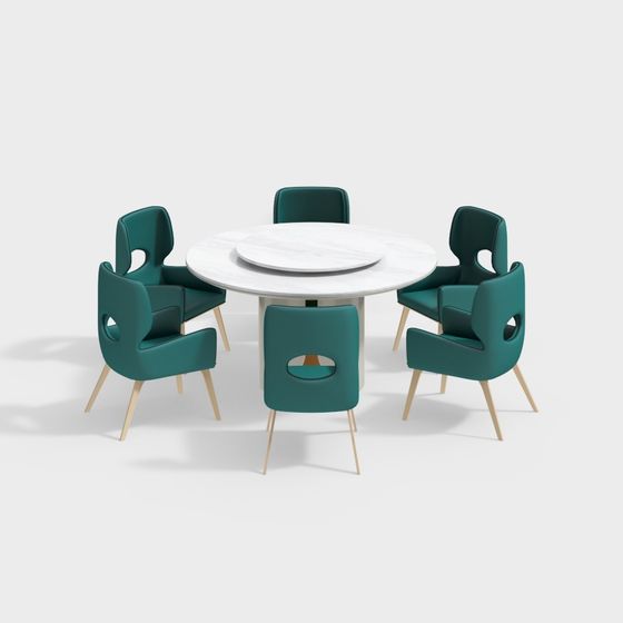 Round Table and Four Chairs 3D model for Modern Spaces