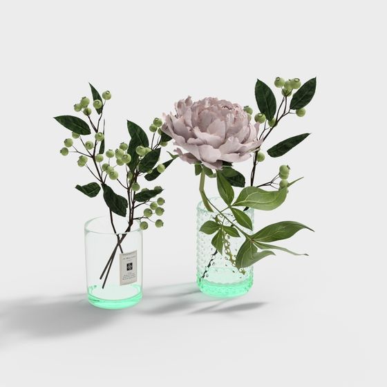 Spring Blossom Vase Low-Poly 3D model