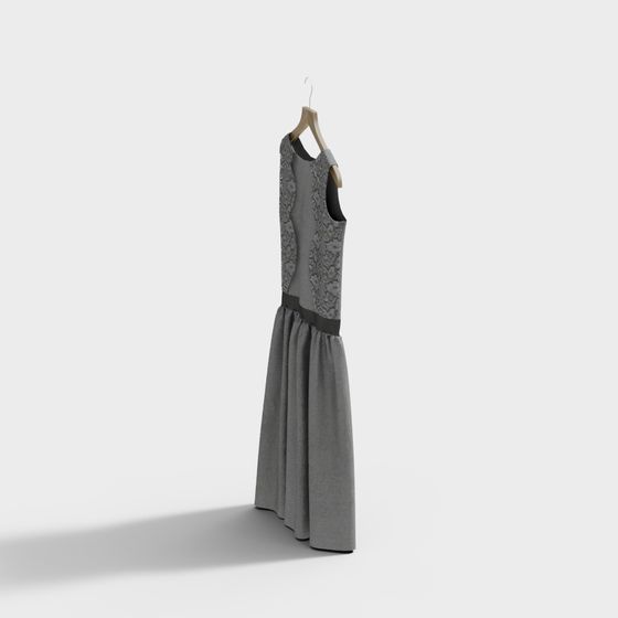 Elegant Long Dress 3D model
