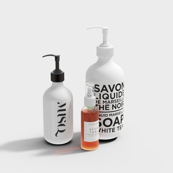 Elegant Minimalist Soap Bottles 3D model