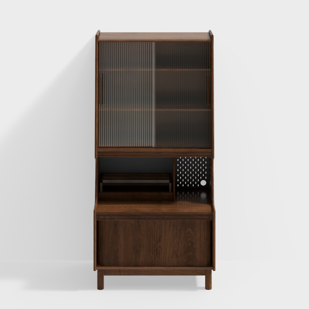 Van House Furniture - Nana Bookcase - Black Walnut Changhong Glass