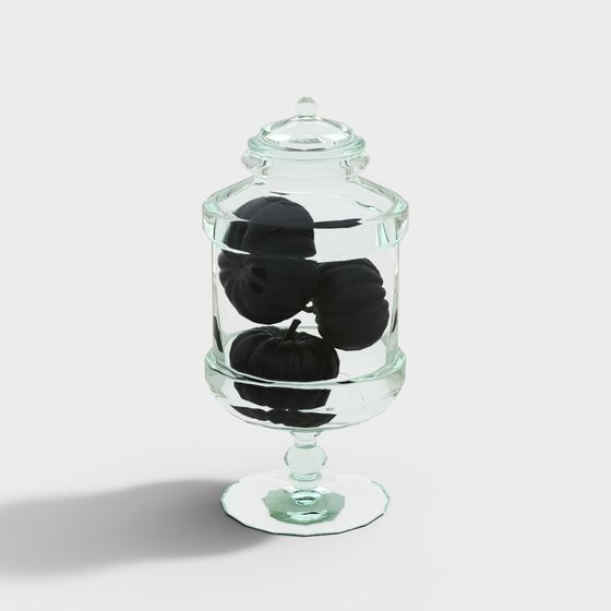 Glass Jar with Black Pumpkin 3D model