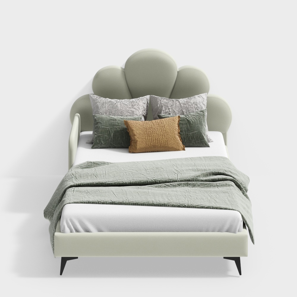 Letto per bambini letto singolo giallo con bracciolo quadrato 1.2mZB2101