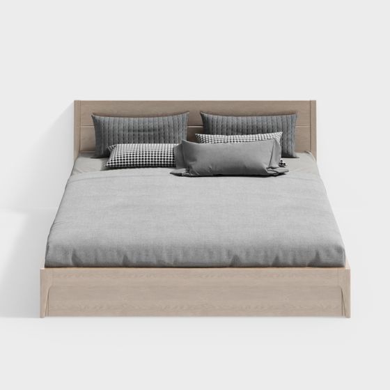 Elegant Low-Polygon Bed 3D model