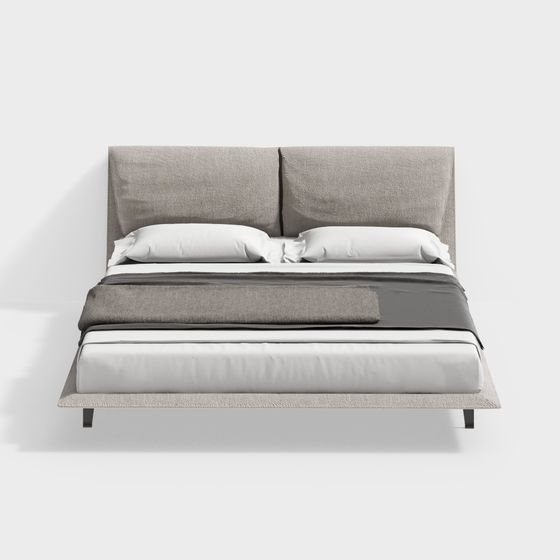 Elegant Low-Poly 3D Bed Model for Modern Settings