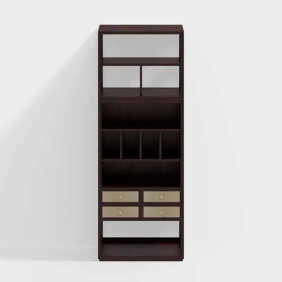 Elegant Low-Polygon Bookshelf 3D model