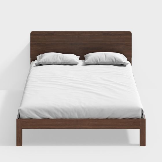 Modern Black Walnut Bed 3D Model