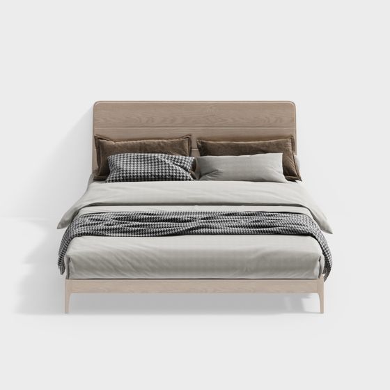 Elegant Low-Poly Nordic Style Bed 3D model