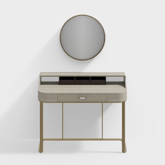 Modern Minimalist Dressing Table and Mirror 3D model