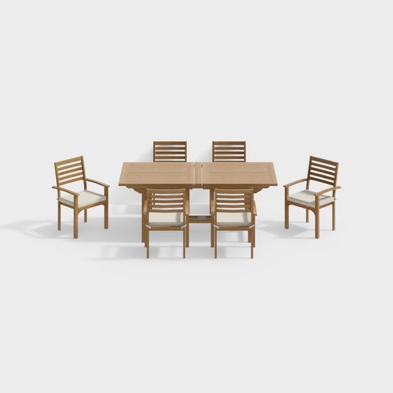 Outdoor Dining Table and Chair Set 3D model