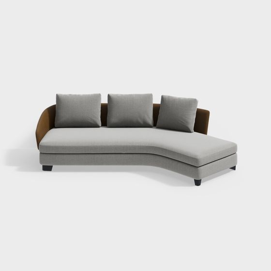 Elegant Curved Sofa 3D model for Modern Interiors