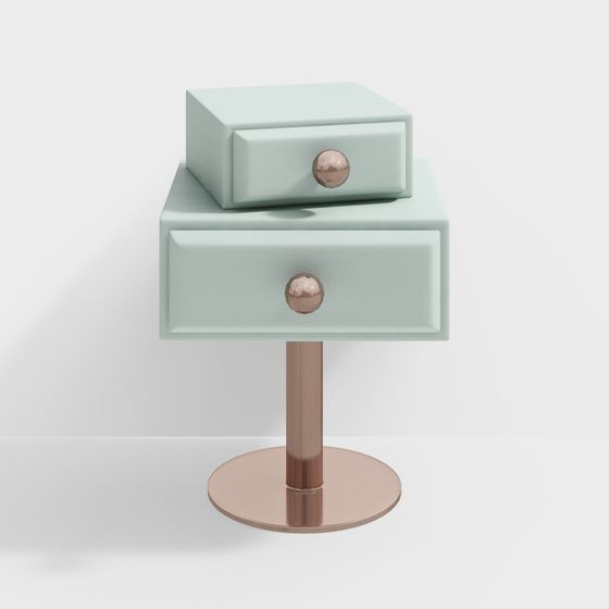 Mint & Rose Gold Nightstand 3D model for Modern Interiors
