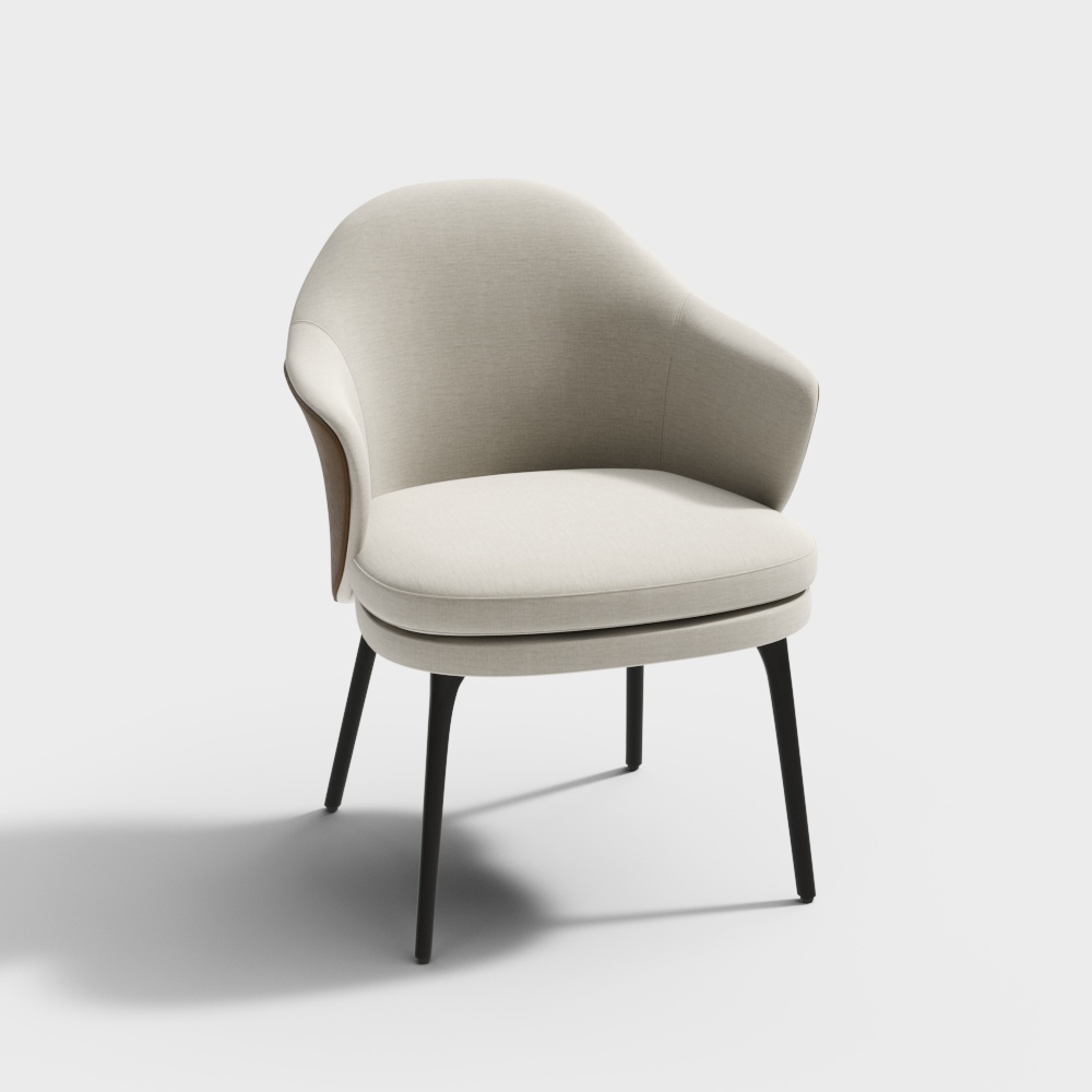 Streamlined Sofa Chair 3D model for Modern Aesthetics