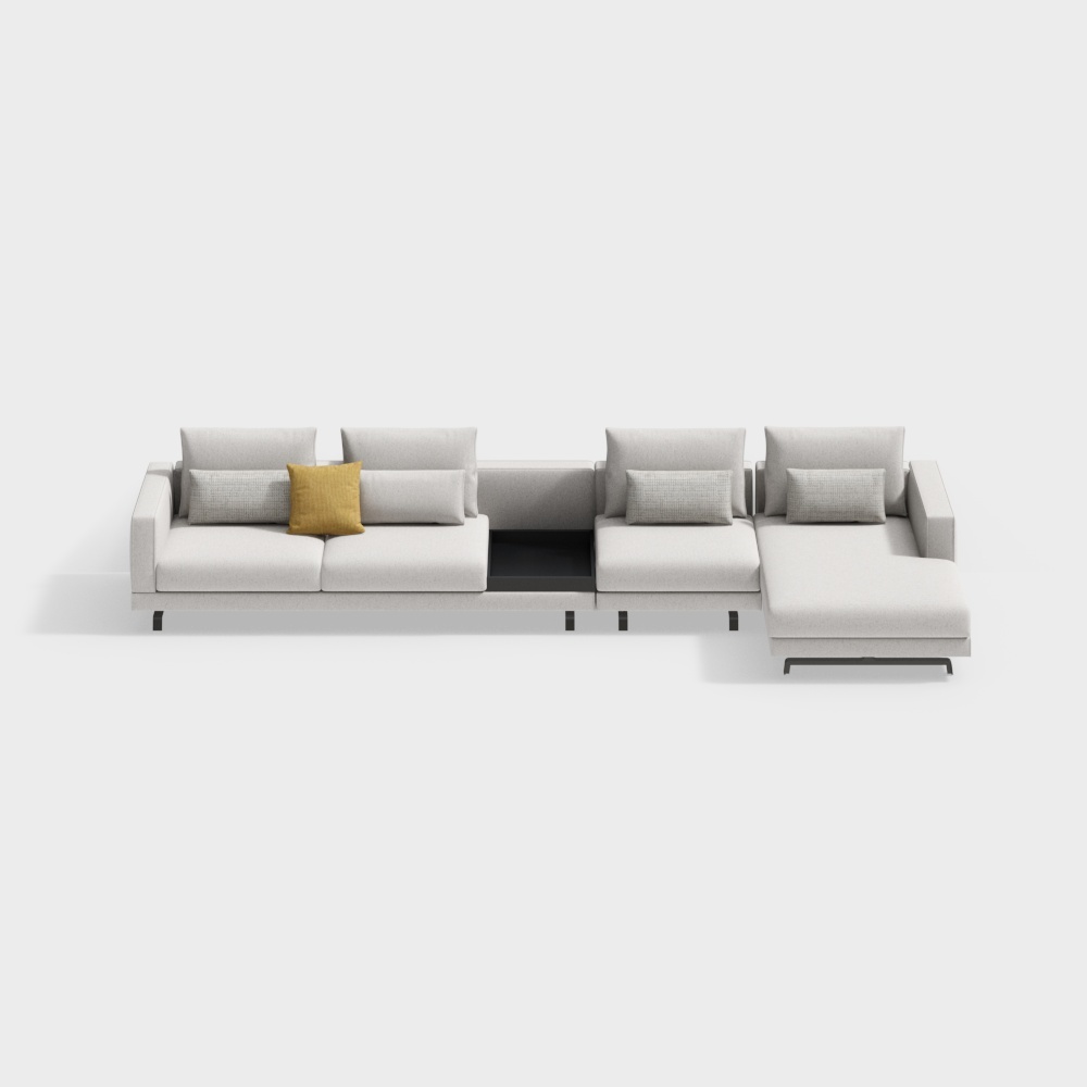 Zhida Home - Modern minimalist fabric sofa living room with chaise seat MSE2121-1-L4+Z1+RG