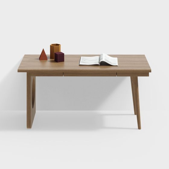 Stylish Wooden Office Desk 3D model