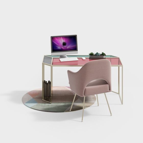 Bàn làm việc hiện đại kết hợp máy tính Apple