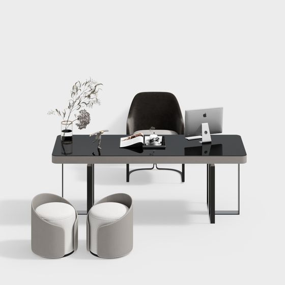 현대 연구 꽃병 둥근 의자 책상 의자 조합