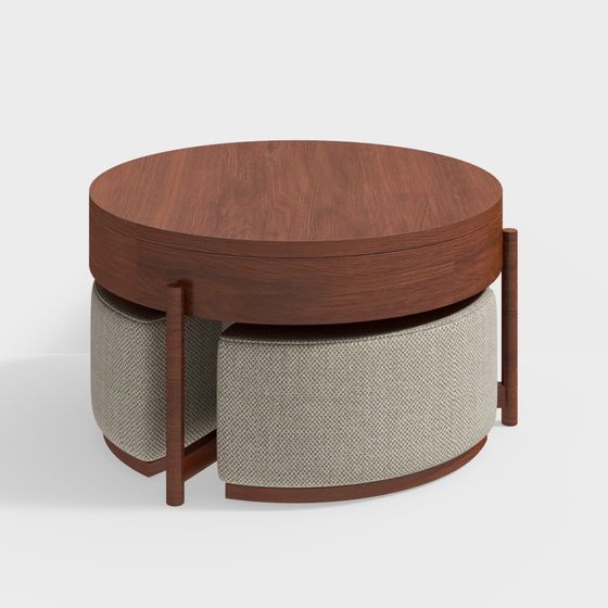 Elegant Round Table and Stool Combination 3D model for Modern Interiors