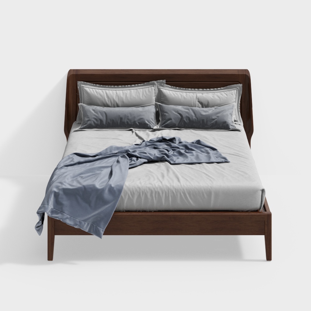 Contemporary wood frame queen size bed