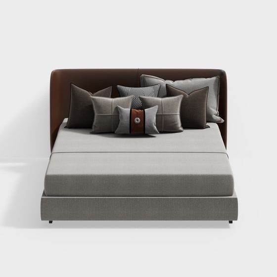 Elegant Low-Poly Bed 3D model for Modern Interiors