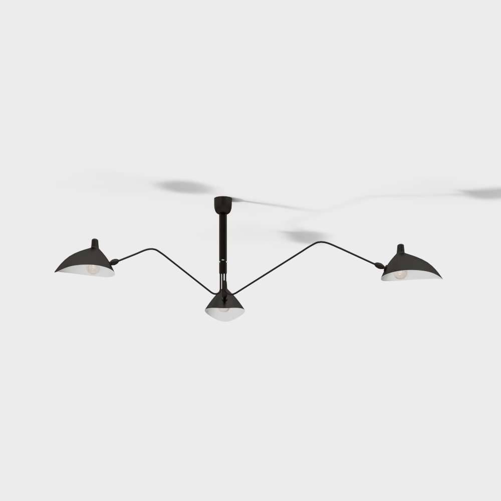 Cbd Art Gallery Zhang tooth dance claw designer Serge Mouille Nordic living room chandelier bedroom hotel works soft chandelier-8294S-3 head black